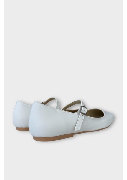 Kadın Kemer Detay Babet Ayakkabı BEYAZ modelleri