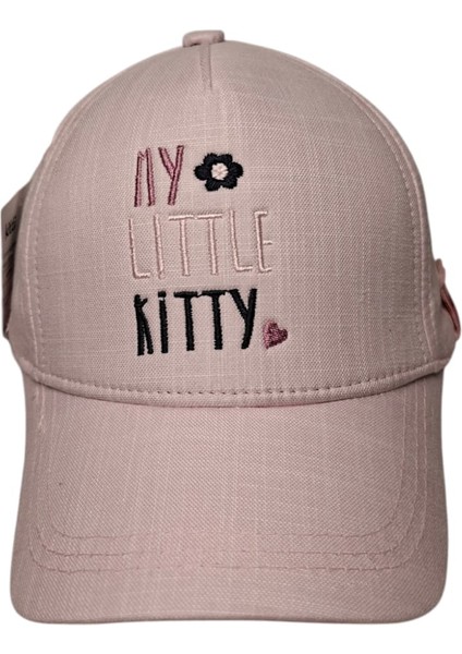 Spteks Kitti 4-8 Yaş Kız Çocuk Pudra Renk Desenli Yazlık Şapka