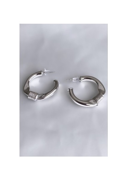 Silver Dikenli Halka Zirkon Küpe