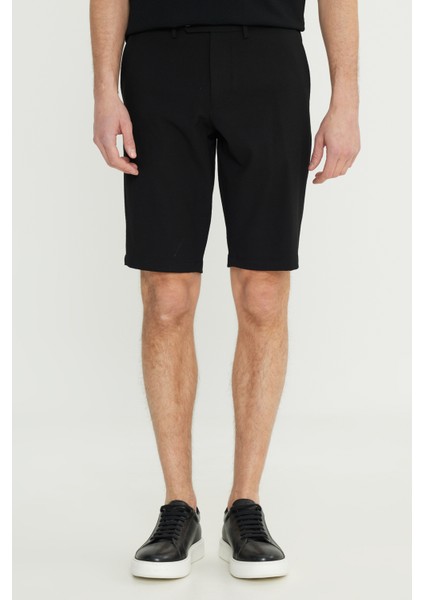 Slim Fit Dar Kesim Gofre Desenli Yan Cepli Travel Şort
