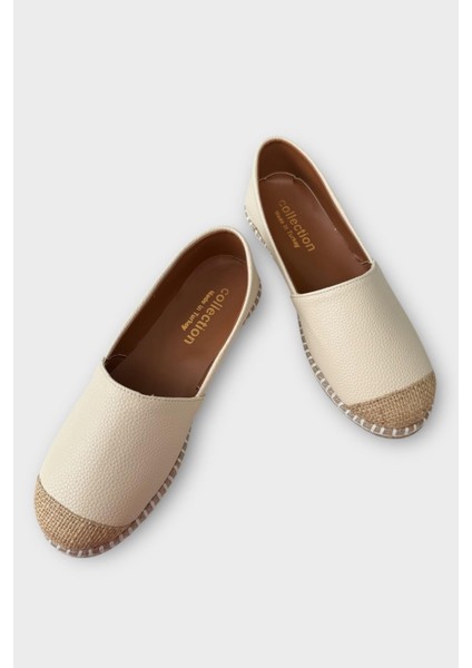 Kadın Espadril Babet Ayakkabı Beyaz