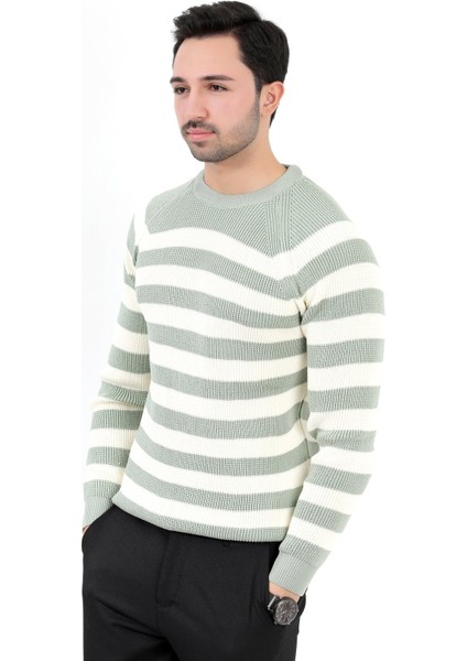 Erkek Triko Kazak Çağla Çizgili Selanik Bisiklet Yaka Ribanalı - 2008 modelleri