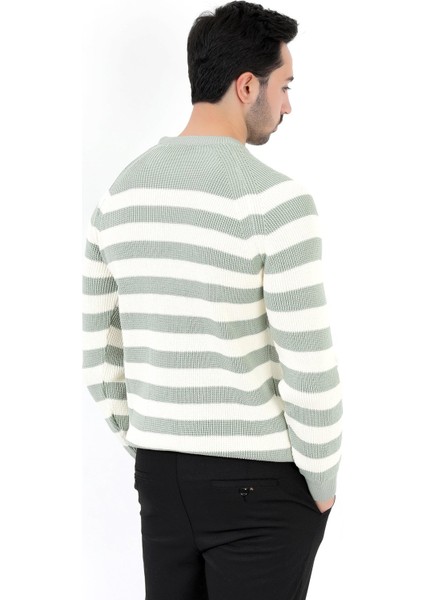 Erkek Triko Kazak Çağla Çizgili Selanik Bisiklet Yaka Ribanalı - 2008 fırsatları