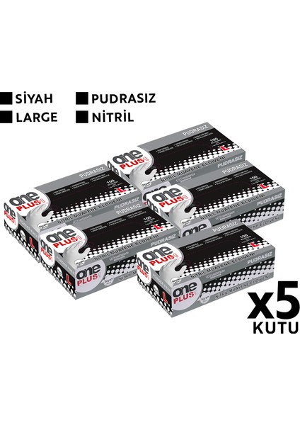 One Plus Nitril Muayene Eldiveni 100'LÜ L Büyük Boy Siyah 5 Kutu modelleri