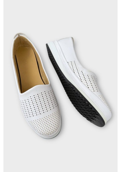 Tam Ortopedik Hava Alan Yumuşak Tabanlı Günlük Anne Babet BEYAZ - BEYAZ