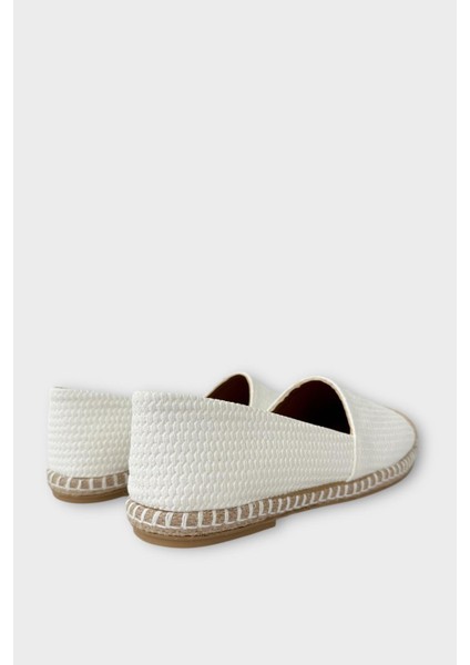 Kadın Espadril Babet Ayakkabı Beyaz