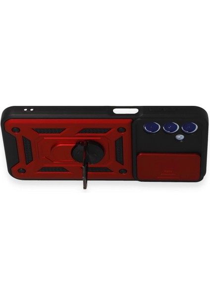 Samsung Galaxy M34 5g Kılıf Pars Lens Yüzüklü Silikon - Kırmızı Mrayd