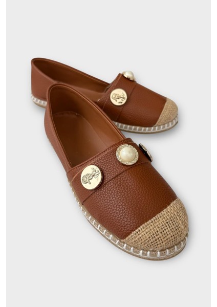 Kadın Espadril Tokalı Babet Ayakkabı TABA fiyatları