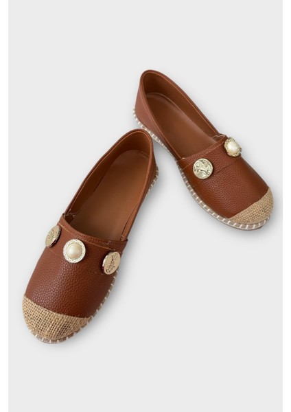 Kadın Espadril Tokalı Babet Ayakkabı TABA modelleri