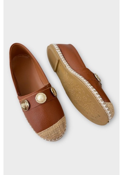 Kadın Espadril Tokalı Babet Ayakkabı TABA fırsatları