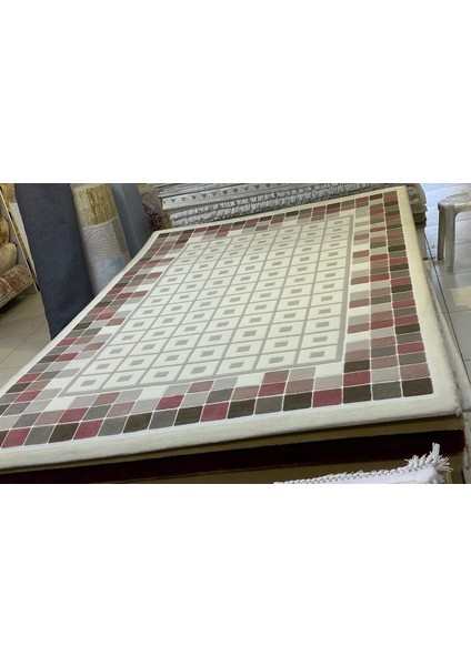 Halı Sarayı Temiz Hava 12168 Beyaz-Pembe 3,5 M2 Salon Halısı (Tnby)