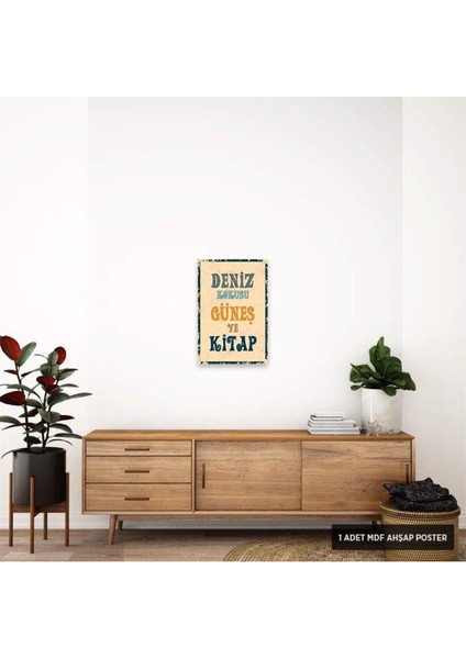 PT1230 - Deniz Kokusu Güneş ve Kitap Motivasyon Retro Mdf Ahşap Poster (20X30CM) modelleri