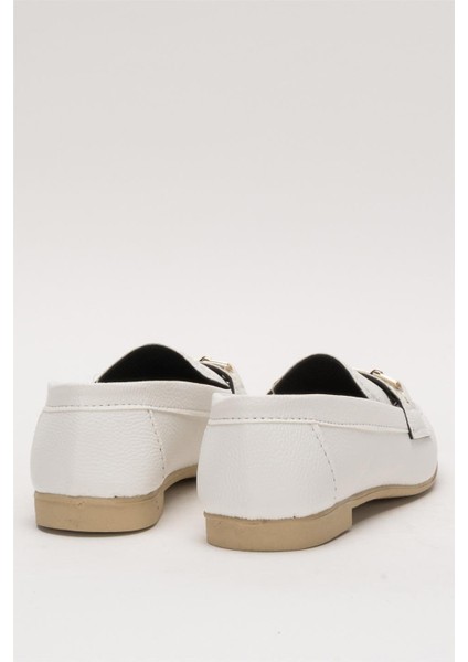 Kadın Babet Toka Detaylı Şık Rahat Günlük Ayakkabı BEYAZ