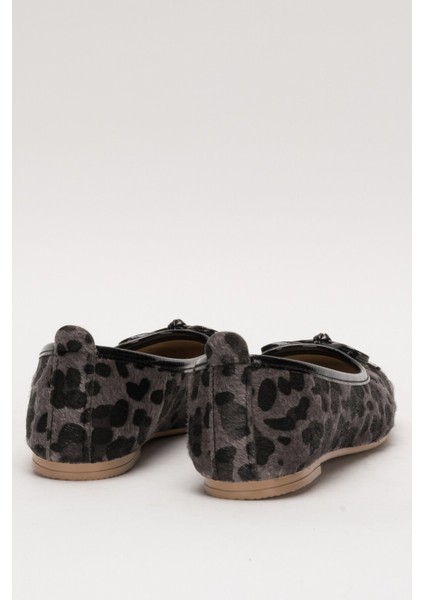 Fiyonklu Günlük Kadın Babet Ayakkabı SİYAH - FÜME