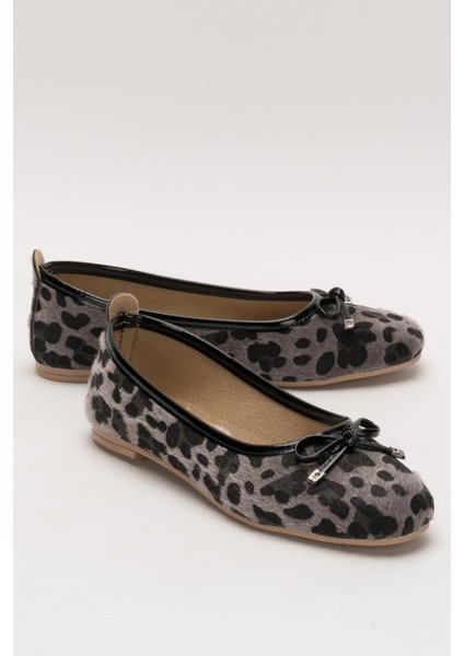 Fiyonklu Günlük Kadın Babet Ayakkabı SİYAH - FÜME