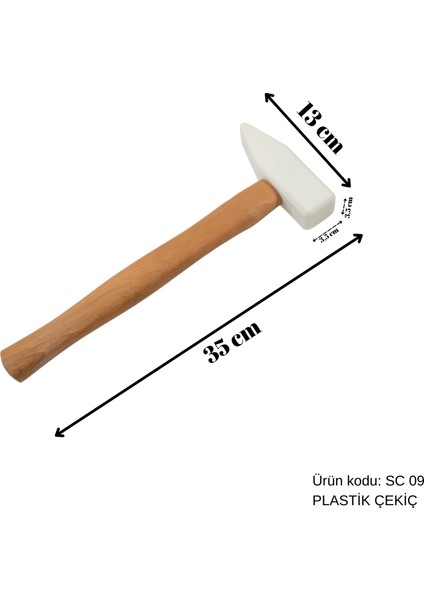35 cm Büyük Başlıklı Tahta Saplı Plastik Çekiç, Boyasız Göçük Düzeltme Çekici, Pdr Çekiç - Sc-10