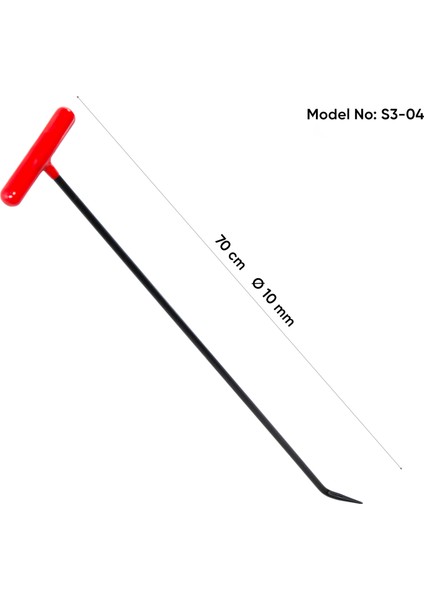 70 cm 10 mm Çap Tek Kıvrımlı Sivri Uçlu Boyasız Göçük Düzeltme Çubuğu - S3-04, Pdr Çubuk