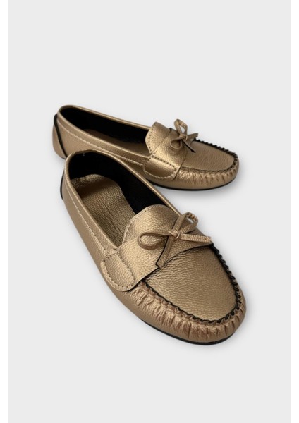 Kadın Fiyonklu Günlük Babet Ayakkabı ALTIN fiyatları