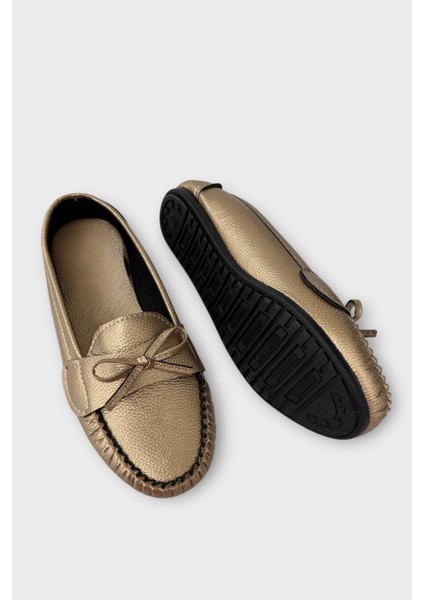 Kadın Fiyonklu Günlük Babet Ayakkabı ALTIN fırsatları