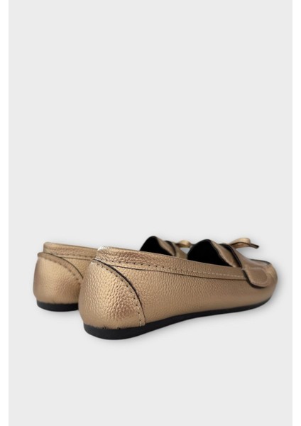 Kadın Fiyonklu Günlük Babet Ayakkabı ALTIN indirimleri