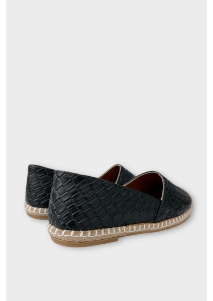 Kadın Espadril Desenli Babet Ayakkabı SİYAH