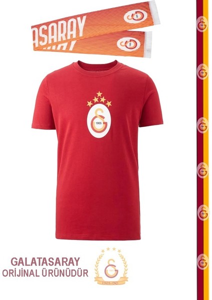 Orijinal 5 Yıldız Kırmızı T-Shirt Atkı Hediyeli