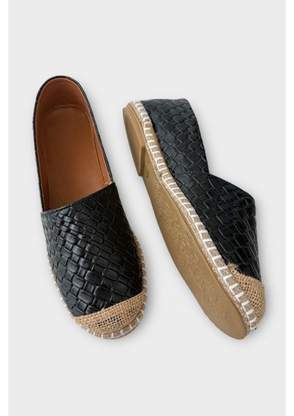 Kadın Espadril Desenli Babet Ayakkabı SİYAH fırsatları