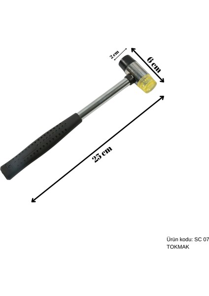 25 cm Kauçuk Saplı Boyasız Göçük Düzeltme Tokmağı, Pdr Tokmak - Sc-07 modelleri