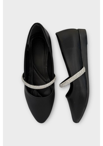 Kadın Bantlı Taş Detay Babet Ayakkabı Siyah indirimleri