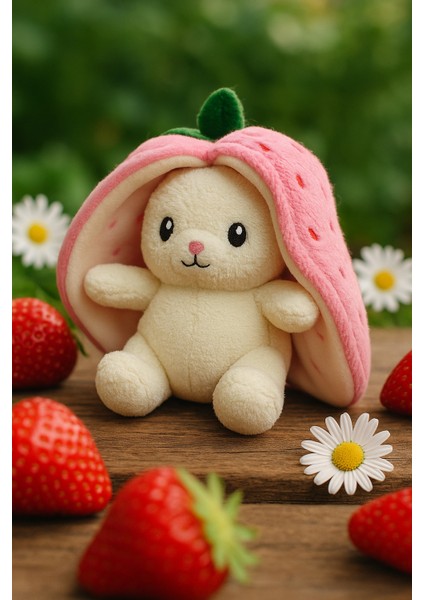 Sevimli Çilek Tavşan Peluş Çantalı Hediyelik 50 cm Oyuncak fiyatları