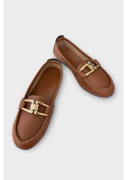 Kadın Tokalı Babet Ayakkabı TABA