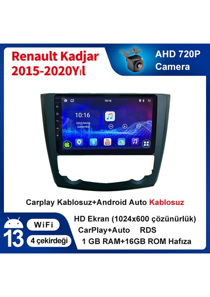 Renault Kadjar 2015-2020 Yıl Uyumlu 9 Inç 1 GB Ram 16 GB Hafıza Multimedya Carplay Navigasyon