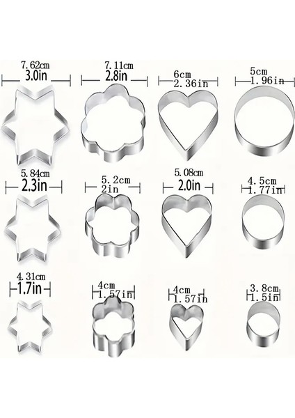12 Parça Metal Kurabiye Kalıbı