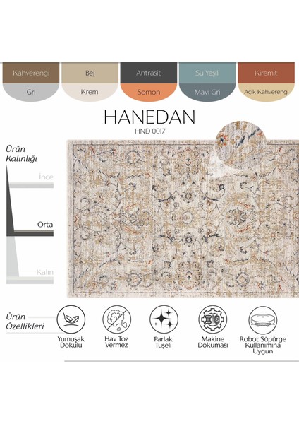 Hanedan Krem Halı Klasik Desenli Çiçekli Otantik Halı Bohem Tarz Vintage Oturma Odası Salon Halısı fırsatları