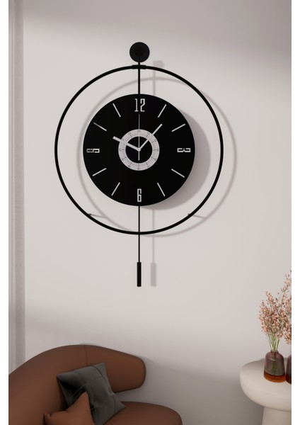 (Büyük Boy - 50*75 Cm) LEDLİ Siyaha Siyah Kadranlı Lux Metal Duvar Saati indirimleri