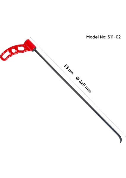 53 cm 3x8 mm Çap Tek Taraflı Balina Sustalı Çubuk, Boyasız Göçük Düzeltme Çubuğu, Pdr Çubuk - S11-02