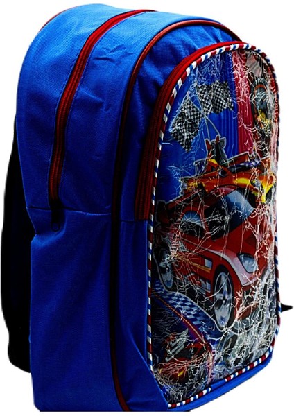 2 Bölmeli Yarış Arabası Okul Sırt Çantası ve Beslenme Çantası Mavi KOD:1309 indirimleri