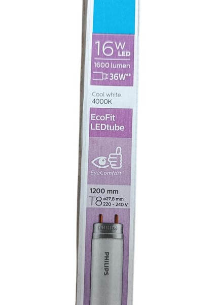 Philips Tüp LED Lamba, Ledtube T8 1200 mm 1600LM 36W/840 G13 4000 Kelvin 10 Adet, Ecofit LED Tube modelleri