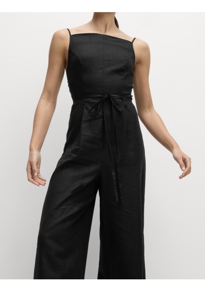 Keten Karışımlı Kare Yaka Tulum modelleri