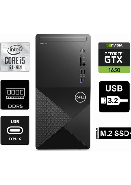 Vostro 3030MT I5-12400 N6001VDT3030MT-0415 32GB 4tb Geforce Tuf Gtx 1650 4gb Freedos Masaüstü Bilgisayar
