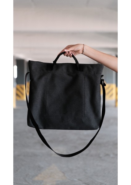 Kanvas Çapraz Askılı Tote Çanta Siyah fiyatları