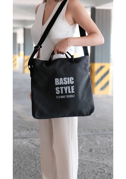Kanvas Çapraz Askılı Tote Çanta Siyah fırsatları