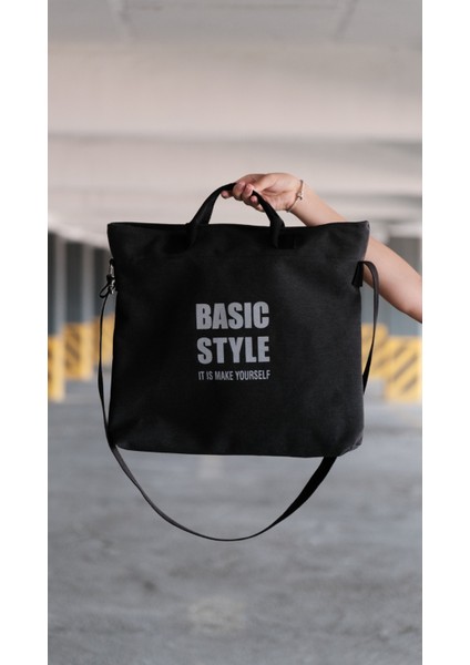 Kanvas Çapraz Askılı Tote Çanta Siyah indirimleri