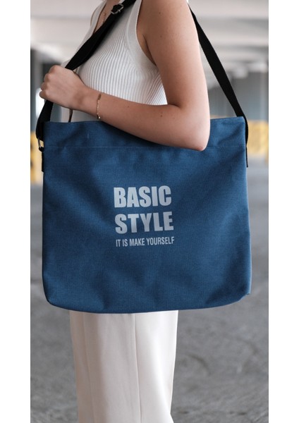 Kanvas Çapraz Askılı Tote Çanta Lacivert modelleri