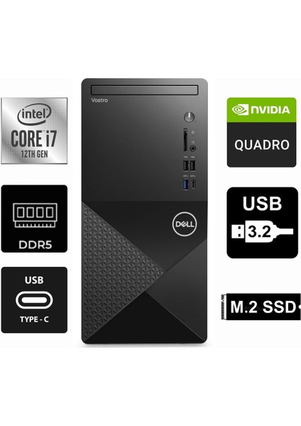 Vostro 3030MT I7-12700KF N6001VDT3030MT-0663 64GB 2tb Quadro T400 4gb Freedos Masaüstü Bilgisayar