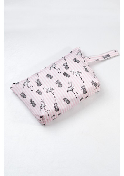 Makyaj Çantası ve Çok Amaçlı El Çantası Flamingo Desenli