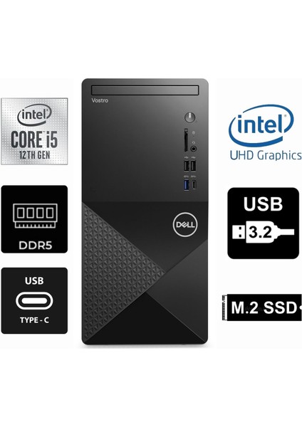 Vostro 3030MT I5-12400 N6001VDT3030MT-0299 64GB 2tb Intel UHD 730 Freedos Masaüstü Bilgisayar