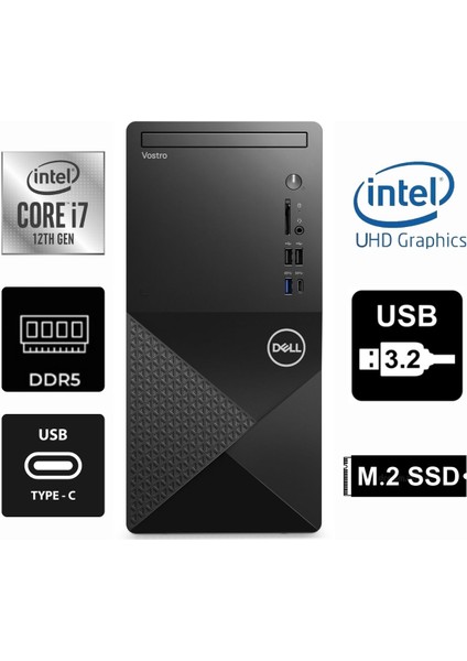 Vostro 3030MT I7-12700KF N6001VDT3030MT-0710 40GB 1tb Intel UHD 730 Windows 11 Pro Masaüstü Bilgisayar