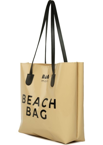Krem Beach Bag Baskılı Plaj Çantası fiyatları
