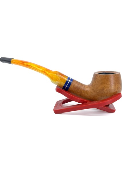 Half Bent Billiard Briar (Gül Kökü) 9 mm Filtreli El Yapımı Pipo - 2431